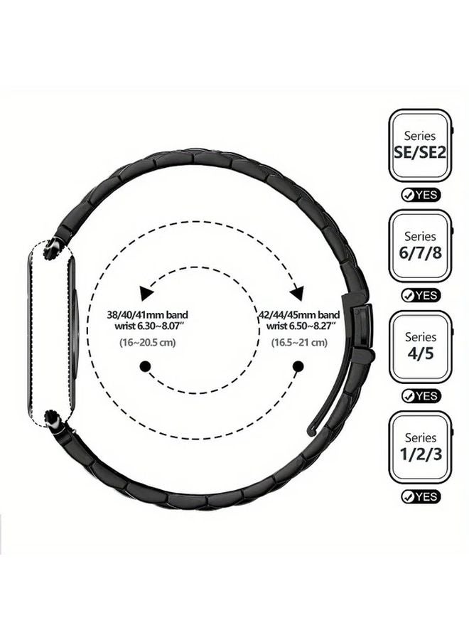 سوار من الفولاذ المقاوم للصدأ الأسود مع علبة من البولي كربونات لساعة آي واتش السلسلة 10 و9 و8 و7 و6 وSE و5 و4 مقاس 45 ملم - Image 4