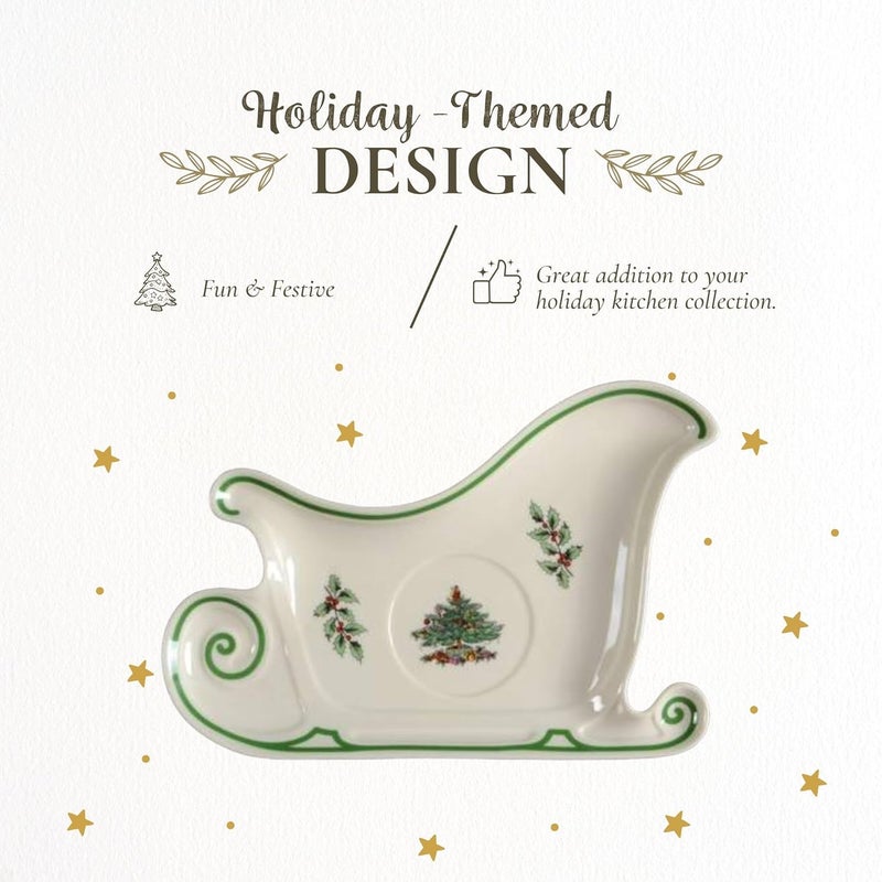 Spode Christmas Tree Large Coffee Mug with Saucer Jumbo Teacup 18oz Cup with Sleigh Shaped Plate Festive Serveware Holiday Gift - Image 3