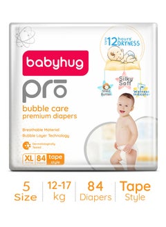 babyhug Babyhug Pro Bubble Care Premium Tape Style Diapers, Size 5, Extra Large - 84 Pieces 
