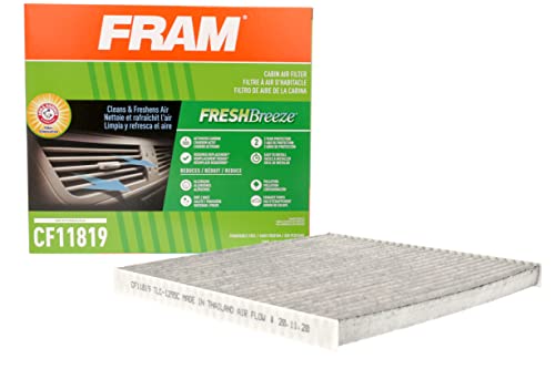 FRAM Fresh Breeze Cabin Air Filter Replacement for Car Passenger Compartment w Arm and Hammer Baking Soda Easy Install CF11819 for Select GM Hyundai and Kia Vehicles white