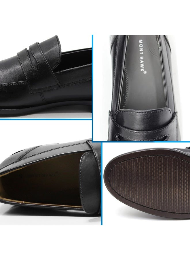 Mont Hawk Men’s Penny Loafer Genuine Leather Shoes || Premium Calf Leather Slip-On || Business Casual & Semi-Formal Dress Shoes || Soft Comfortable Fit || Anti-Slip Sole (Black) - Image 3