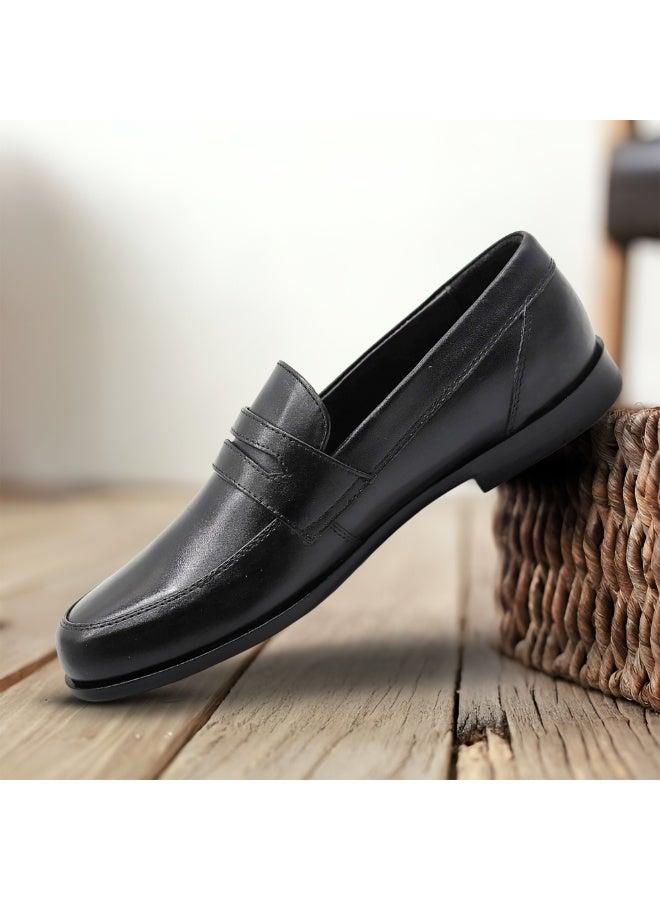 Mont Hawk Men’s Penny Loafer Genuine Leather Shoes || Premium Calf Leather Slip-On || Business Casual & Semi-Formal Dress Shoes || Soft Comfortable Fit || Anti-Slip Sole (Black) - Image 5