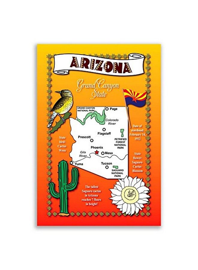 Postcard Fair Arizona State Map Postcard Set Of 20 Identical Postcards. Post Cards With Az Map And State Symbols. Made In Usa. - Image 2