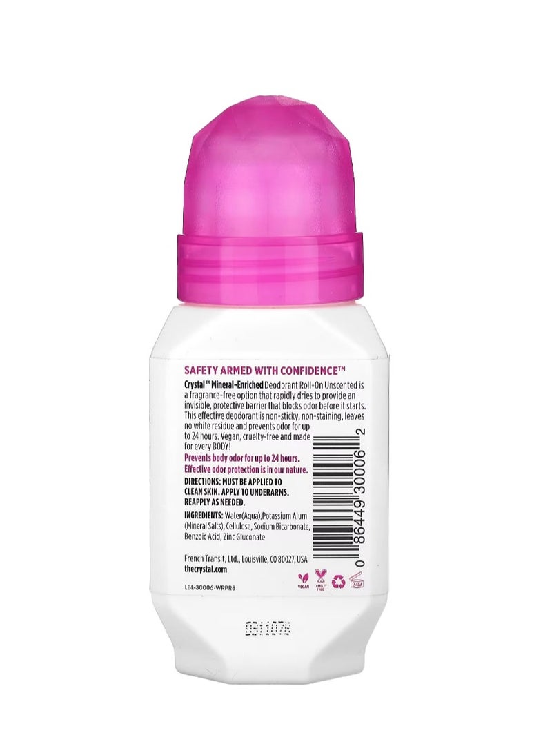 CRYSTAL Mineral-Enriched Deodorant Roll-On Unscented 2.25 fl oz (66 ml) - Image 2