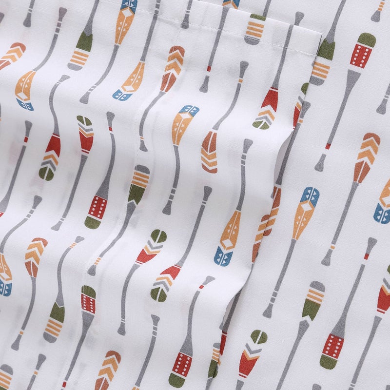 Eddie Bauer Eddie Bauer - King Sheets  Cotton Percale Bedding Set  Crisp & Cool Home Decor (Canoe Lake Paddle  King)  - Image 3
