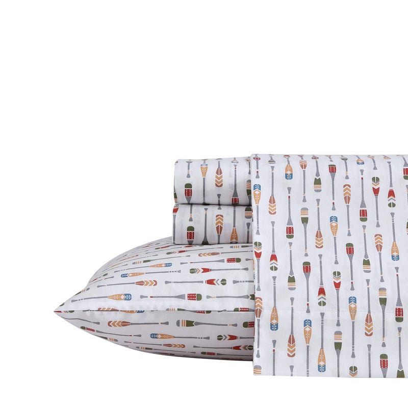 Eddie Bauer Eddie Bauer - King Sheets  Cotton Percale Bedding Set  Crisp & Cool Home Decor (Canoe Lake Paddle  King)  - Image 2