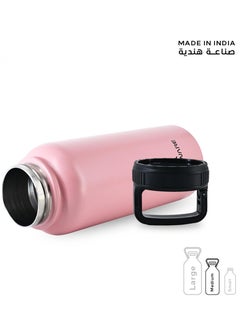 Atlasware Water Bottle With a Capacity of 1000 ML a Stainless Steel Water Bottle With a Wide Black Lid European Design That Keeps d for 45 Hours And Keeps Heat for 14 Hours Pink  - Image 4