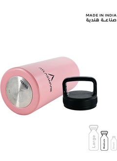 Atlasware Water Bottle With a Capacity of 1000 ML a Stainless Steel Water Bottle With a Wide Black Lid European Design That Keeps d for 45 Hours And Keeps Heat for 14 Hours Pink  - Image 5