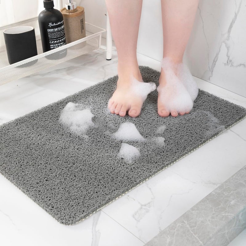 Hargiis Non Slip Bathtub Mat Anti Slip Shower Mat Quick Drying Bath Tub Mats Foot Scrubber Mat Anti Slip Mat for Tub Floor Bathroom Home Kitchen Hotel Grey 32x17