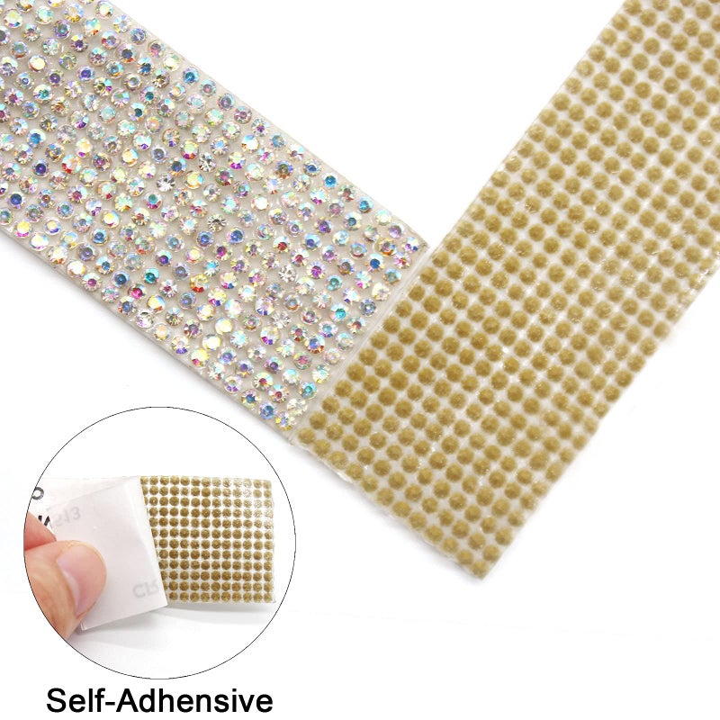 Benvo Self-Adhesive Crystal Rhinestone Sparkling Diamond Ribbon DIY Decoration Sticker with 2mm Rhinestone for Car Phone Art Projects Cakes Birthday DIY Craft Decorations(12 Row 3 Yard - Image 4