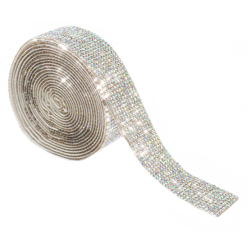 Benvo Self-Adhesive Crystal Rhinestone Sparkling Diamond Ribbon DIY Decoration Sticker with 2mm Rhinestone for Car Phone Art Projects Cakes Birthday DIY Craft Decorations(12 Row 3 Yard - Image 1