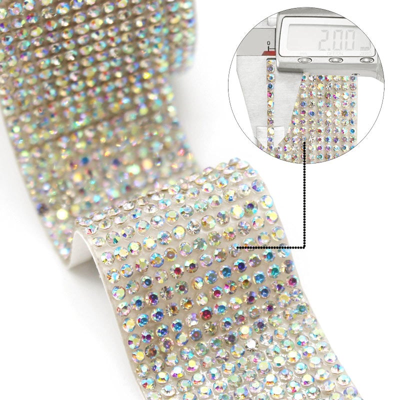 Benvo Self-Adhesive Crystal Rhinestone Sparkling Diamond Ribbon DIY Decoration Sticker with 2mm Rhinestone for Car Phone Art Projects Cakes Birthday DIY Craft Decorations(12 Row 3 Yard - Image 3