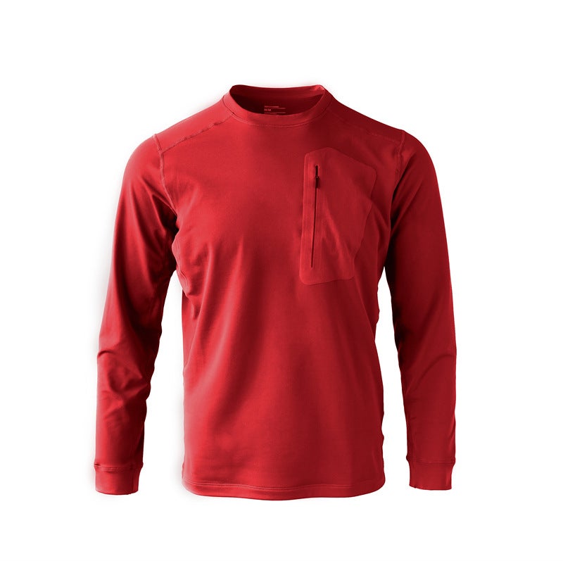 Shopkeeper recommend High Elastic Fleece Base Spring and Autumn New Breathable Comfortable Quick-drying Round Neck Long Sleeve T-shirt Bordeaux Red
