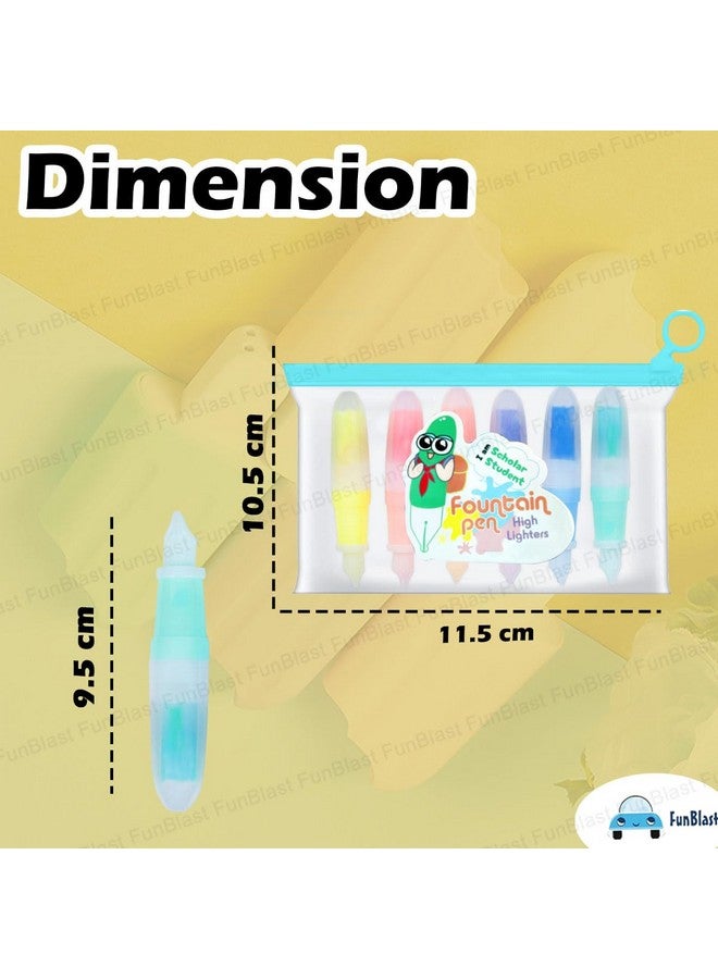 FunBlast Highlighter Pens - 6 Colors Highlighter Pen Set, Aesthetic Highlighters, Chisel Tip Book Marking Pen, Pastel Colors Chisel Tip Marker Pens, Drawing Pens for Office & Writing (Pen) - Image 2