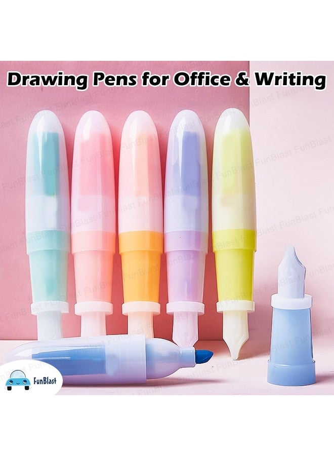 FunBlast Highlighter Pens - 6 Colors Highlighter Pen Set, Aesthetic Highlighters, Chisel Tip Book Marking Pen, Pastel Colors Chisel Tip Marker Pens, Drawing Pens for Office & Writing (Pen) - Image 5
