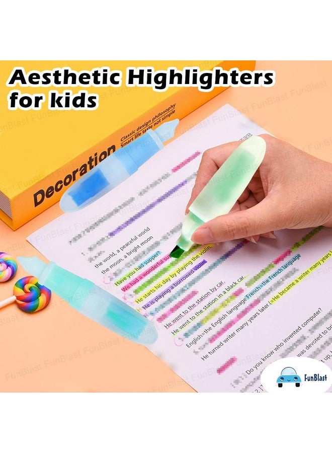 FunBlast Highlighter Pens - 6 Colors Highlighter Pen Set, Aesthetic Highlighters, Chisel Tip Book Marking Pen, Pastel Colors Chisel Tip Marker Pens, Drawing Pens for Office & Writing (Pen) - Image 3