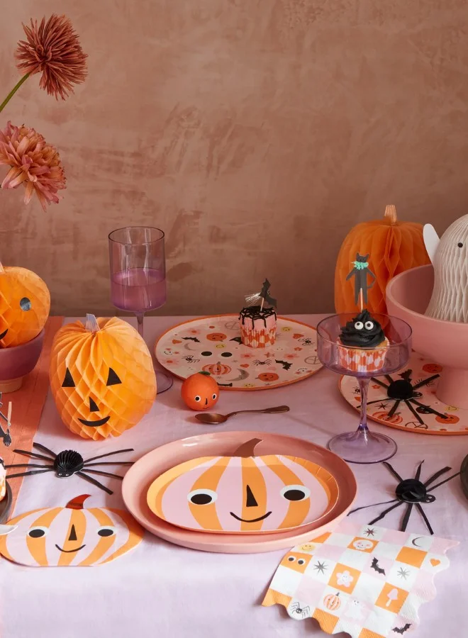 Meri Meri Pink & Orange Stripy Pumpkin Napkins