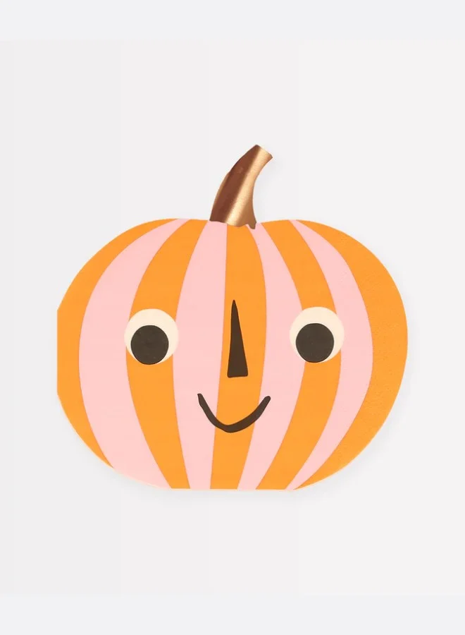 Meri Meri Pink & Orange Stripy Pumpkin Napkins