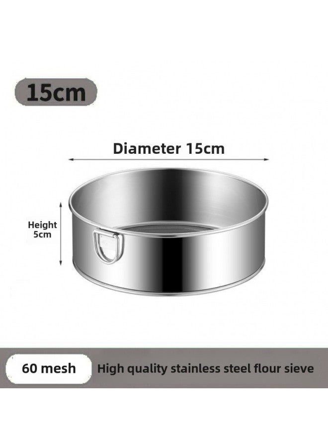 Flour Sieve Household Mesh Sieve Ultrafine Stainless Steel Baking Handheld 40 Mesh 60 Mesh Screen Filter-Specification:60 Mesh [filtered Agglomerated Flour/chinese Medicine Powder]-Color:[thickened Reinforced Strap Rings] 24.5cm  - Image 1