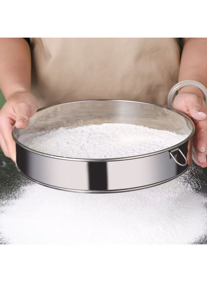 Flour Sieve Household Mesh Sieve Ultrafine Stainless Steel Baking Handheld 40 Mesh 60 Mesh Screen Filter-Specification:60 Mesh [filtered Agglomerated Flour/chinese Medicine Powder]-Color:[thickened Reinforced Strap Rings] 24.5cm  - Image 5