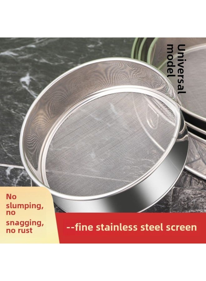 Flour Sieve Household Mesh Sieve Ultrafine Stainless Steel Baking Handheld 40 Mesh 60 Mesh Screen Filter-Specification:60 Mesh [filtered Agglomerated Flour/chinese Medicine Powder]-Color:[thickened Reinforced Strap Rings] 24.5cm  - Image 2