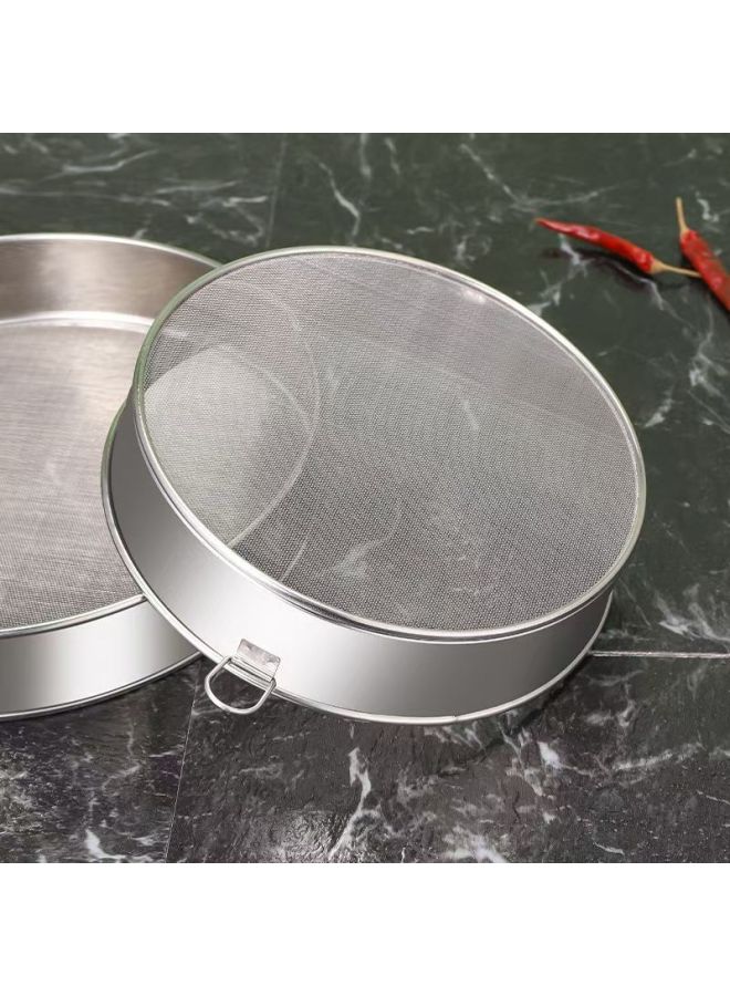 Flour Sieve Household Mesh Sieve Ultrafine Stainless Steel Baking Handheld 40 Mesh 60 Mesh Screen Filter-Specification:60 Mesh [filtered Agglomerated Flour/chinese Medicine Powder]-Color:[thickened Reinforced Strap Rings] 24.5cm  - Image 4