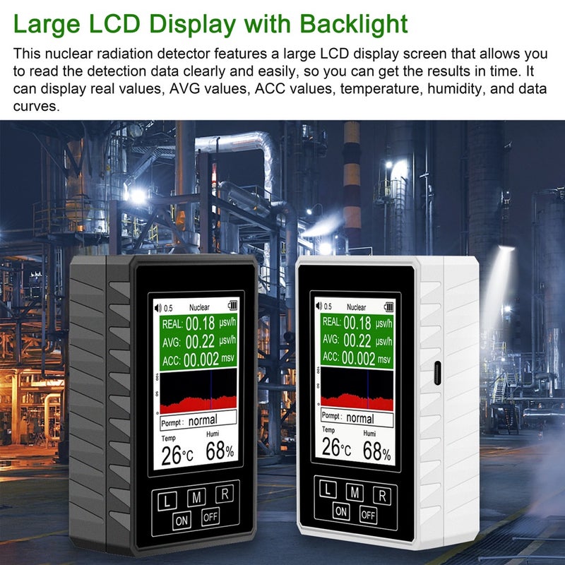 Handheld Portable Nuclear Radiation Electromagnetic Radiation Detector Household Laboratory Hospital Multi-function Marble Radioactive Geiger Counter Digital Large Screen Nuclear Radiation Detector - Image 4