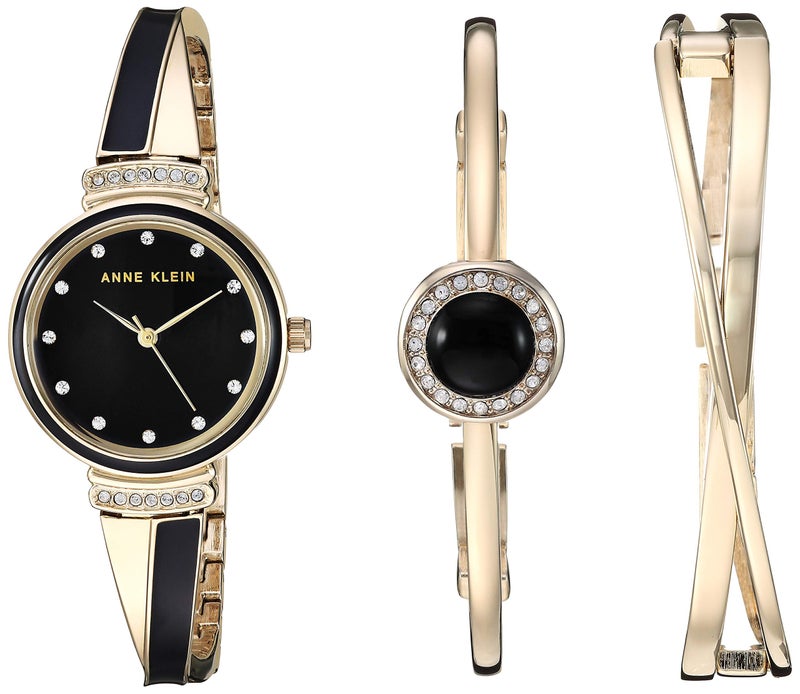 Anne Klein Women's Premium Crystal Accented Watch and Bangle Set - Image 1