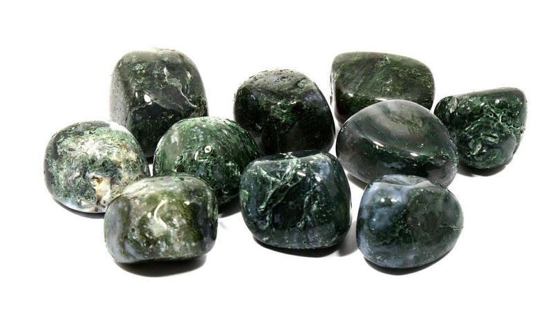 Crystalage Moss Agate Tumble Stones (20-25Mm) - Pack Of 5
