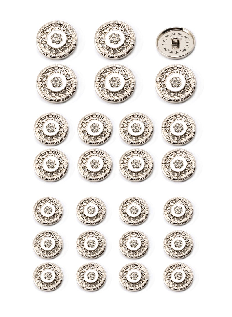 26PCS and 3 sizes Clothes Buttons - Fashion nice Design with stone Round Shaped Metal Button Set (Gold + Black ) - Image 4