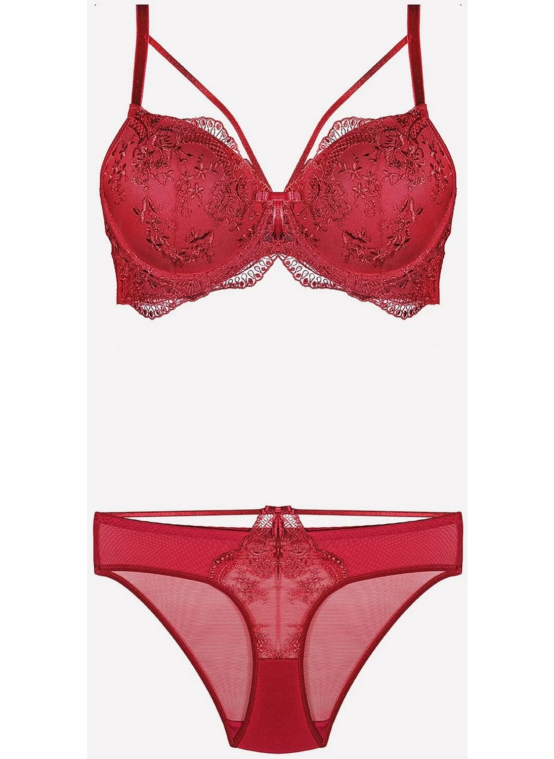 Nurteks 4485 Women's Support Bra Panty Set- Claret Red