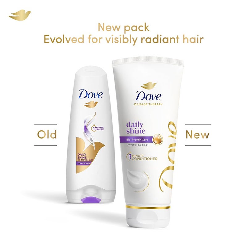 Dove Daily Shine 1min Conditioner with BioProtein Care and Vitamin B6C E for dull hair for upto 72 hours of effortlessly detangled and visibly radiant hair 335 ml - Image 3