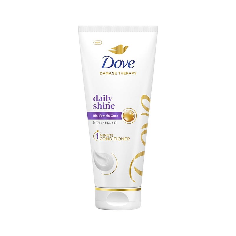 Dove Daily Shine 1min Conditioner with BioProtein Care and Vitamin B6C E for dull hair for upto 72 hours of effortlessly detangled and visibly radiant hair 335 ml - Image 1