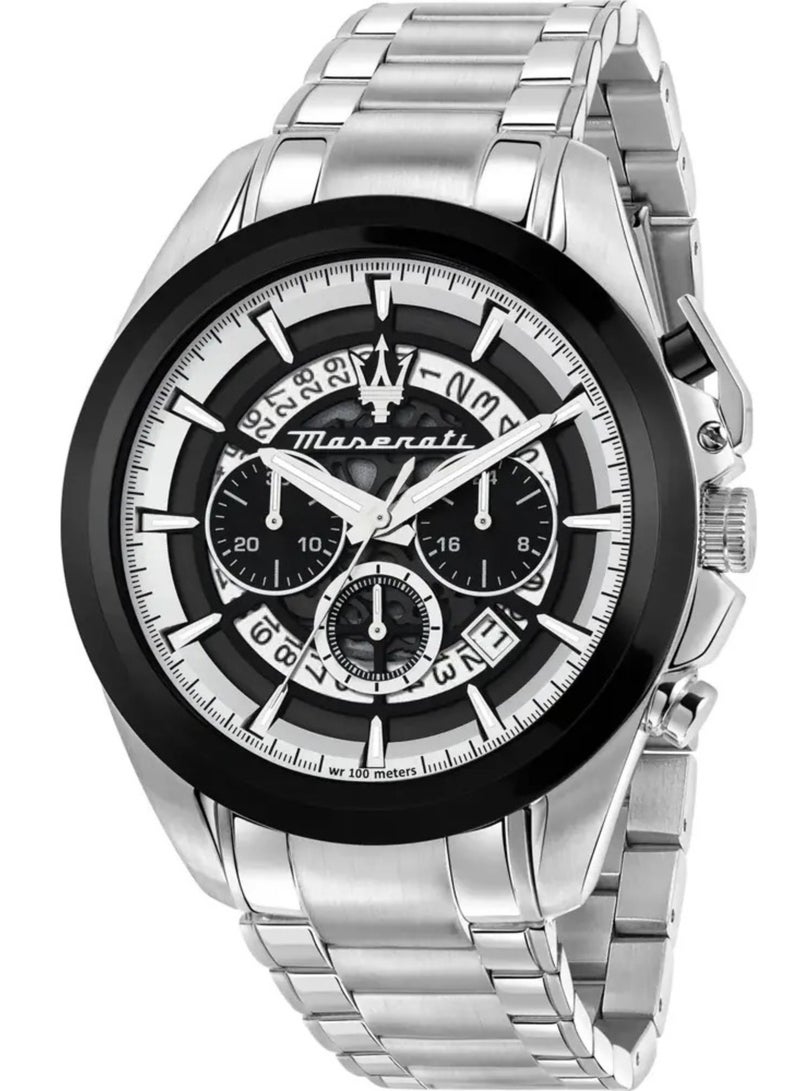 Maserati Maserati Traguardo Quartz Chronograph Silver Dial Steel Bracelet Men’s Watch R8873612059 - Image 1