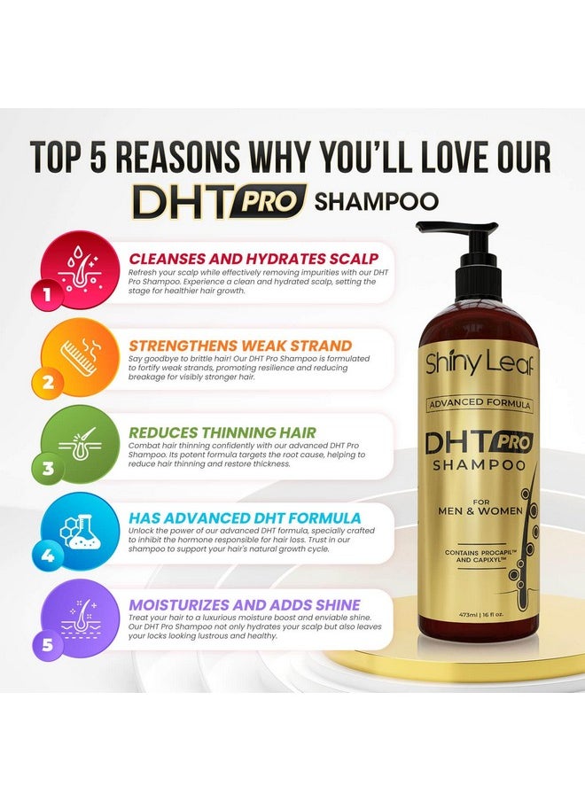 Shiny Leaf - DHT Pro Shampoo Advanced Formula with Procapil and Capixyl, DHT Blockers and Natural Extracts, Anti-Thinning Shampoo for Men and Women, Revitalizes Scalp, Stimulates Follicles for Thicker Fuller Hair - Image 1