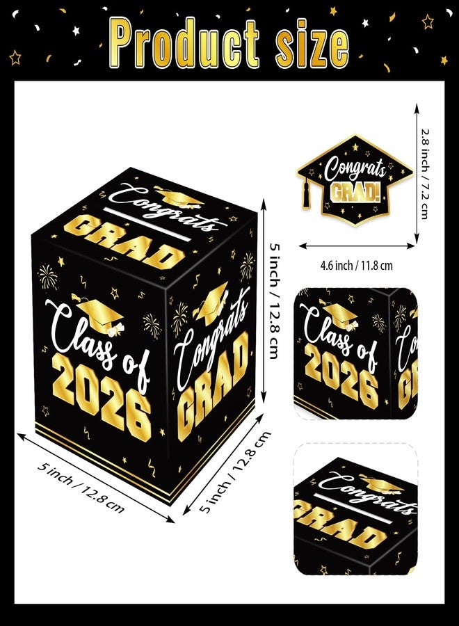 Actilize 2026 Graduation Money Box Black, Class of 2026 Cash Gift Box, Graduation Party Money Holder Box, Congrats Grad Decorations for High School & College - Image 3