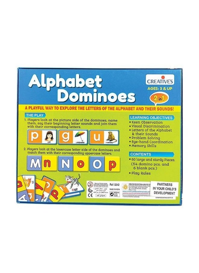 Creative's - Creative's Alphabet Dominoes | 2 in 1 Learning Alphabet Cards Game | Beginning Letter Sounds | Educational Cards Game for Kids | Picture Words Cards Game | Ages 3 & Up - Image 1
