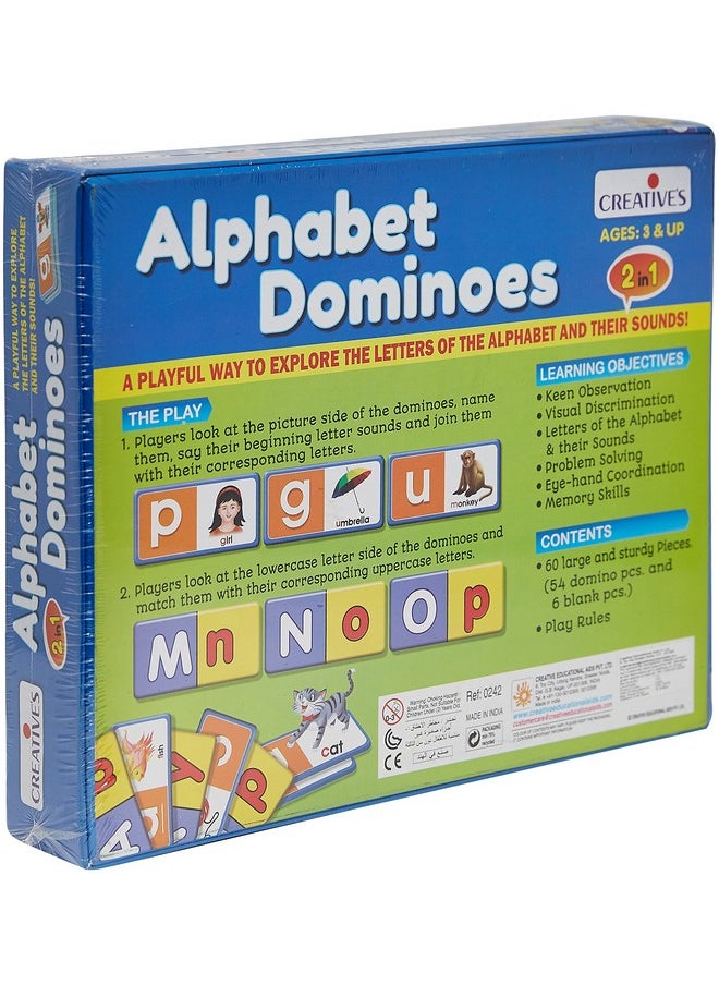 Creative's - Creative's Alphabet Dominoes | 2 in 1 Learning Alphabet Cards Game | Beginning Letter Sounds | Educational Cards Game for Kids | Picture Words Cards Game | Ages 3 & Up - Image 1