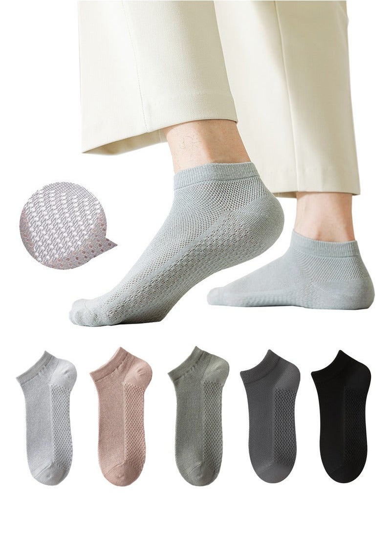 Men's Breathable Mesh Cotton Ankle Socks - 5 Pairs, Lightweight and Comfortable for Spring, Summer, and Fall - Image 1