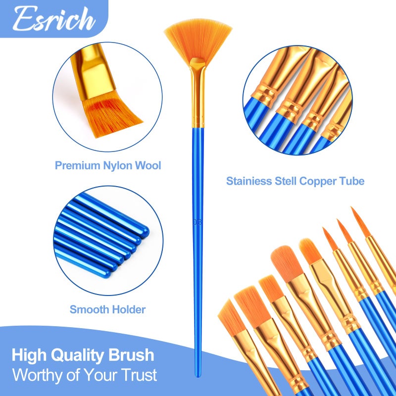 ESRICH Paint Brushes Set, 30 Pack/360 Pcs Nylon Hair Round-Pointed Tip Paint Brushes for Acrylic, Watercolor, Oil & Miniature Painting, Suitable for Kids & Adults - Image 2