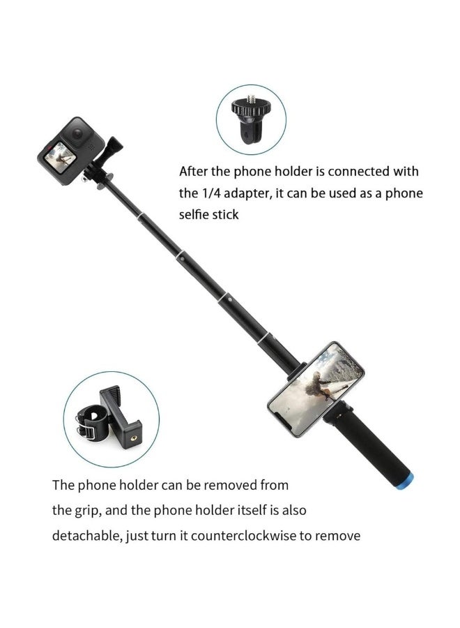 Selfie Stick Monopod For GoPro Selfie Pole With Tripod Mount Phone Holder Clip For GoPro Hero 11 10 9 8 7 6 5+ Insta360 One R RS DJI Action 2 3 OSMO Action Camera - Image 3