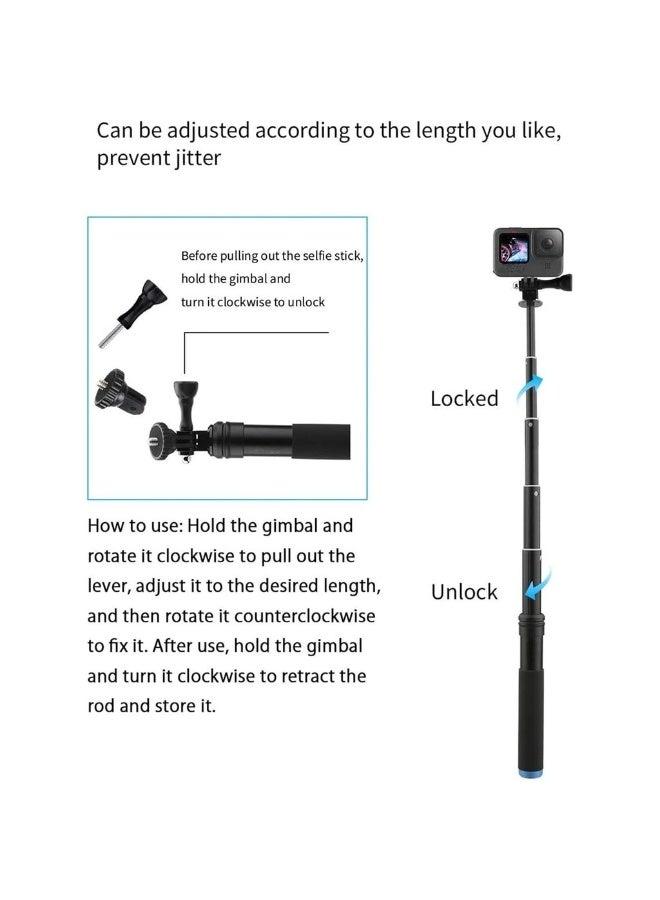 Selfie Stick Monopod For GoPro Selfie Pole With Tripod Mount Phone Holder Clip For GoPro Hero 11 10 9 8 7 6 5+ Insta360 One R RS DJI Action 2 3 OSMO Action Camera - Image 4