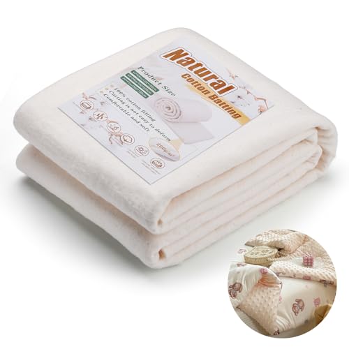 KAQRHFT Natural Cotton Batting Natural Cotton Quilt Batting for Quilts 59 x 79 Inch Light Weight Purely Natural All Season Quilt Batting for Quilts Craft and Sewing Handmade Quilts DIY - Image 1