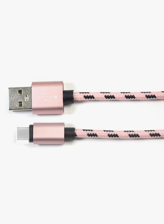 Voberry Type-C Data Sync Fast Charging Cable Pink/Black - Image 2