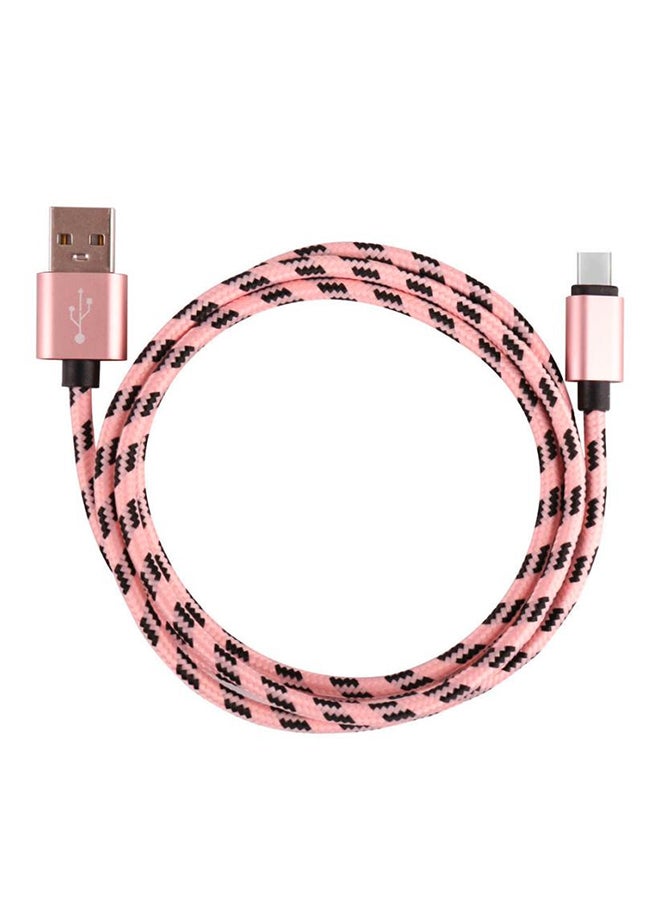 Voberry Type-C Data Sync Fast Charging Cable Pink/Black - Image 1
