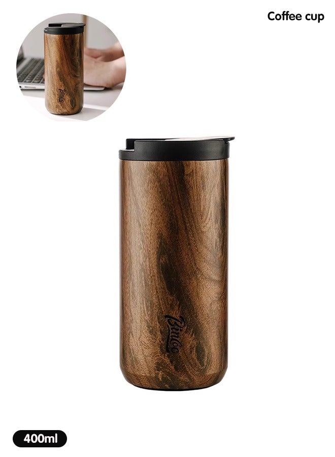 Bincoo Stainless Steel Ceramic Inner Coating Insulated Coffee Mug, Insulated Travel Coffee Cup with Lid, Car water cup, Spill Proof,  for Hot Cold Drinks, 400ml - Image 1