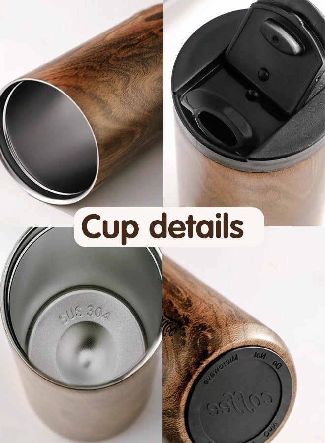 Bincoo Stainless Steel Ceramic Inner Coating Insulated Coffee Mug, Insulated Travel Coffee Cup with Lid, Car water cup, Spill Proof,  for Hot Cold Drinks, 400ml - Image 2
