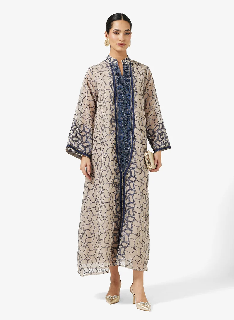Khizana Jalabiya With Border Print