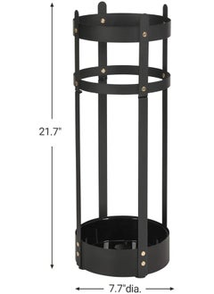 SONGMICS SONGMICS (Black) - Steel Umbrella Stand, Round Umbrella Holder Rack, 7.7Dia. x 60cm , with Removable Drip Tray, for Entryway, Office, Stable, Easy Assembly, Black ULUC28BK  - Image 4