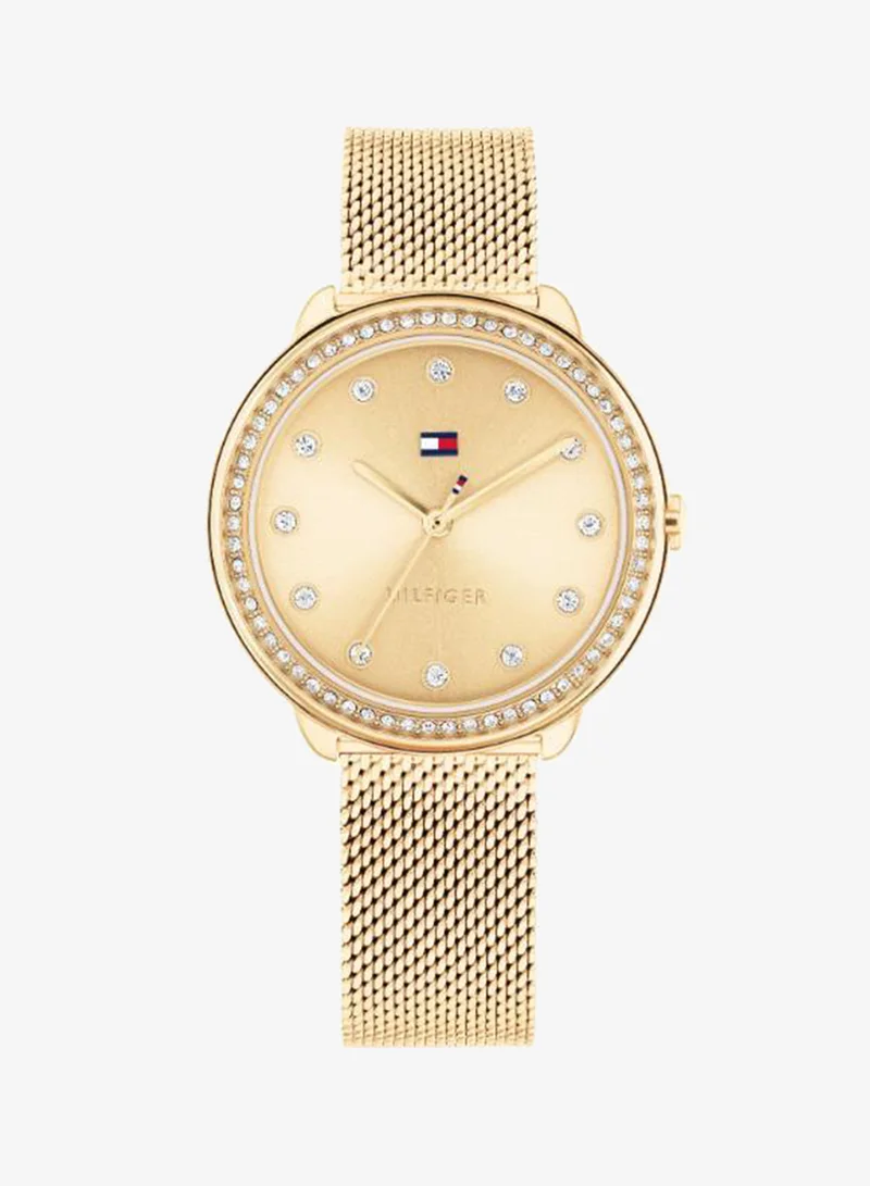 TOMMY HILFIGER 3-Hand Womens Quartz Movement Watch With Gold-Tone Stainless Steel Mesh Bracelet - 1782699